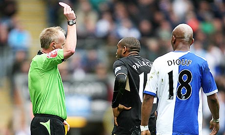 Peter Walton sends Wilson Palacios off at Ewood Park